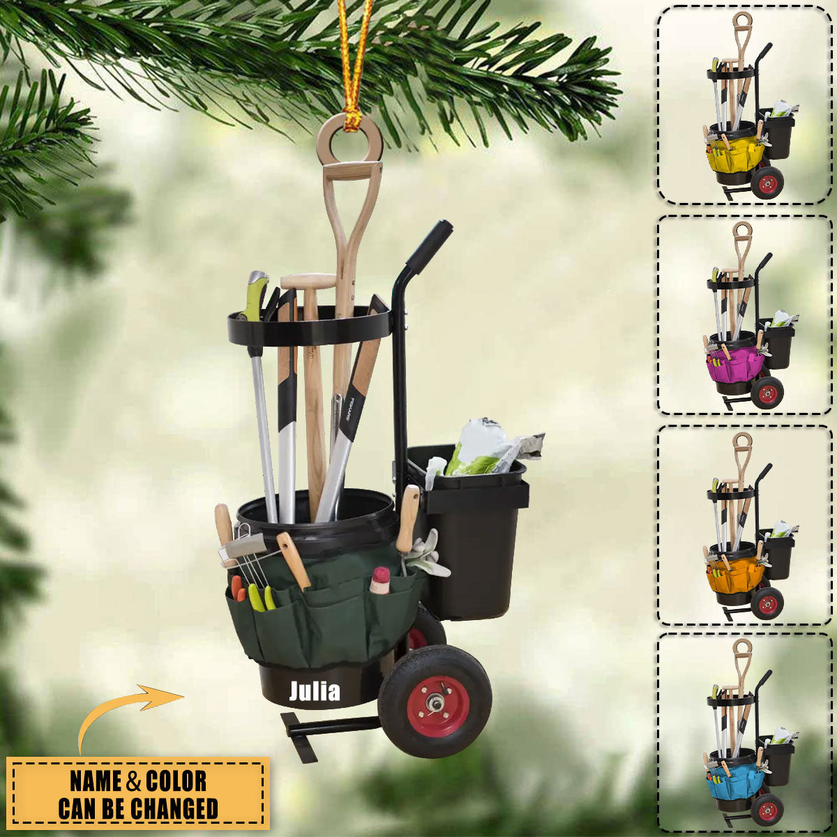 PERSONALIZED GARDEN TOOL GARDENING LOVERS CHRISTMAS ORNAMENT