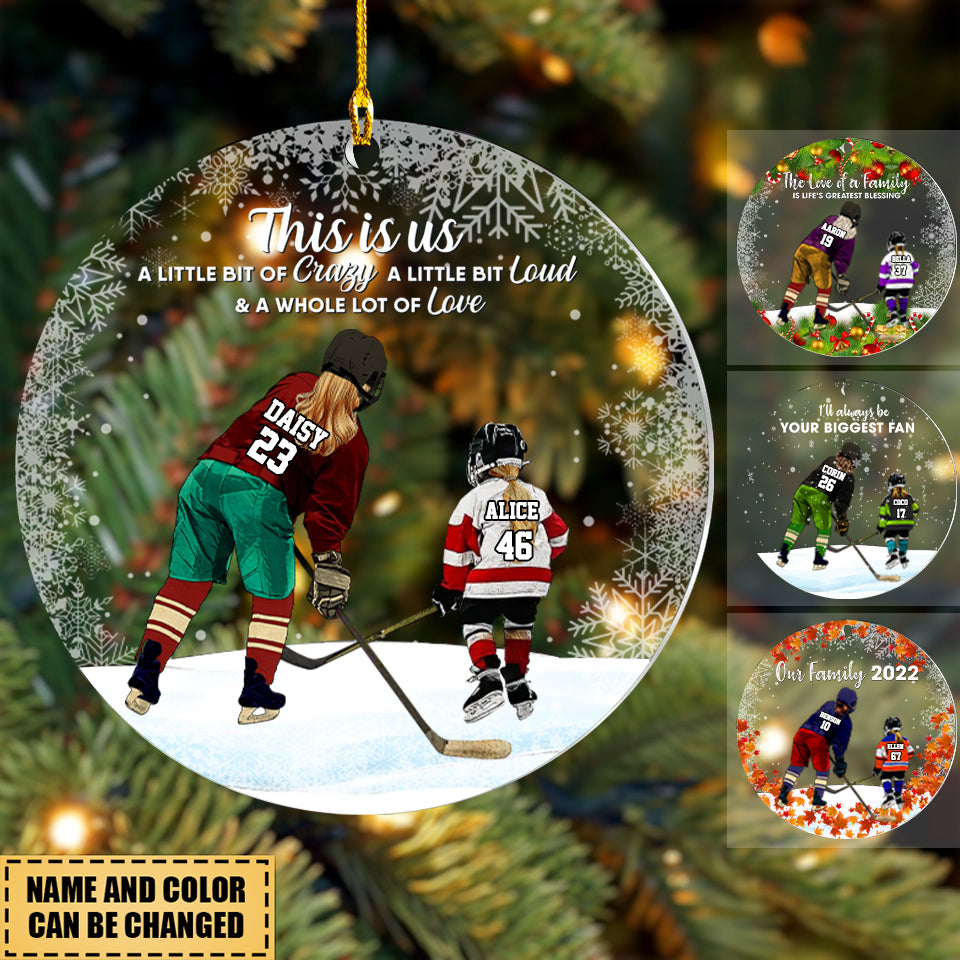 Custom Personalized Christmas Ice Hockey Acrylic Ornament-Gift For Mom and Daughter/Son