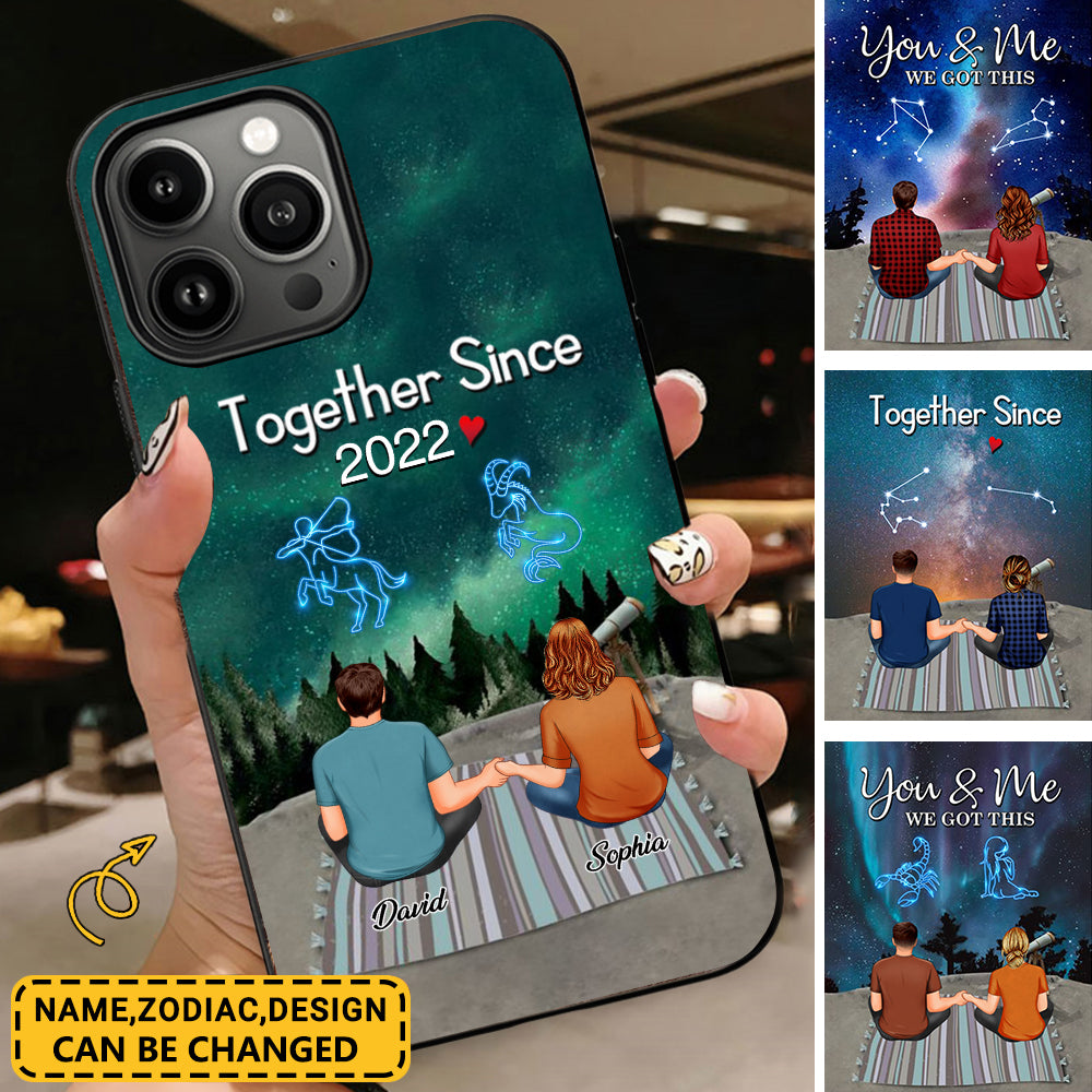 Galaxy Night Sky Together Since Couple Holding Hands Zodiac Personalized Phone case