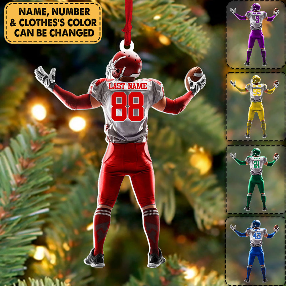 Personalized Christmas American Football Acrylic Ornament For Football Player