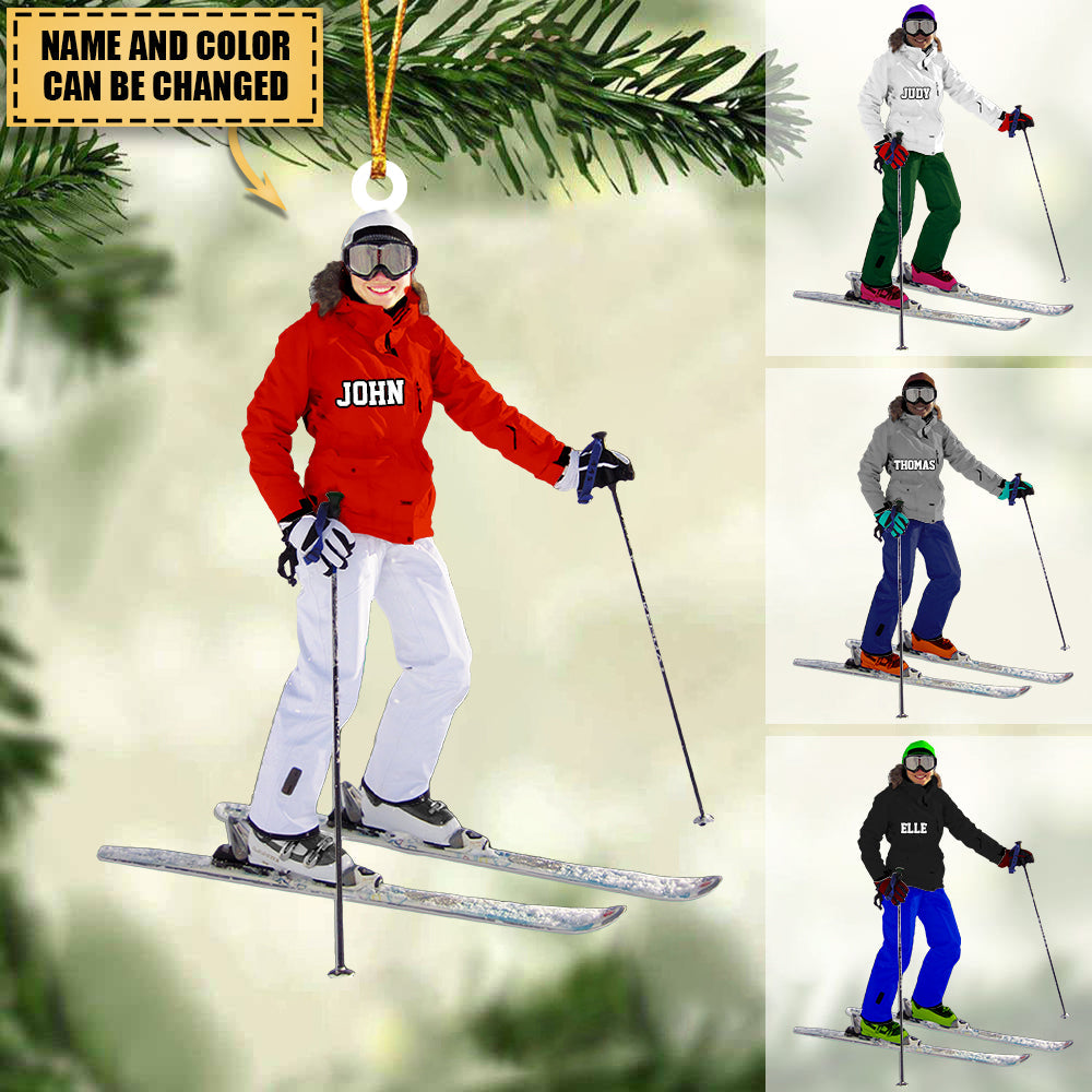 Personalized Skiing Lovers Christmas Ornament