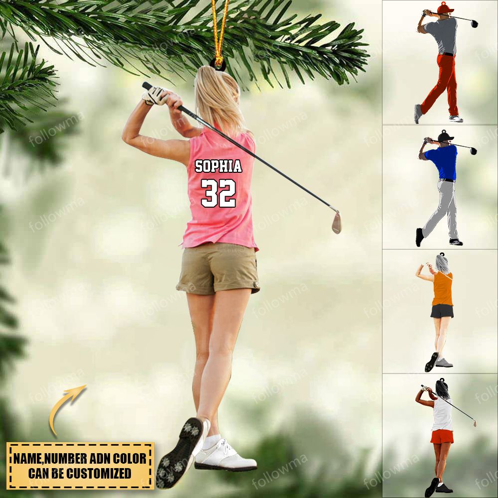 Personalized Christmas golf ornament for golf lovers