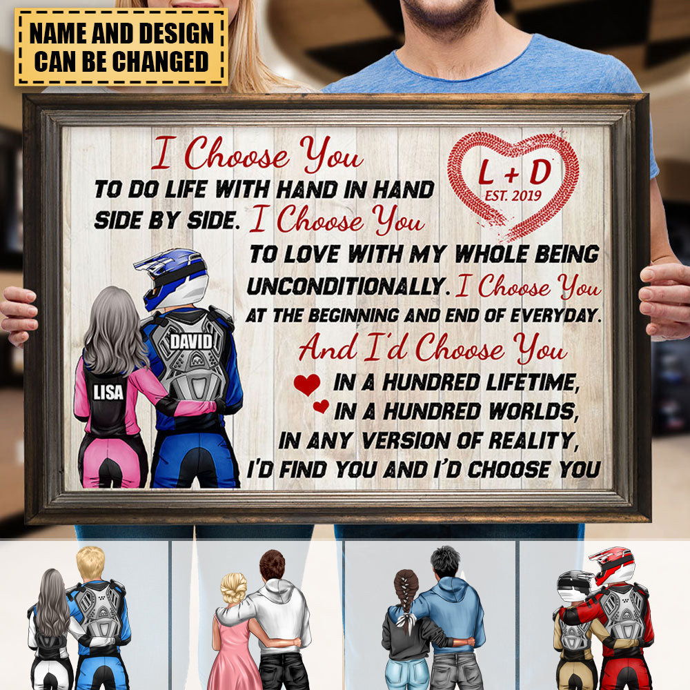 Personalized Motocross Couple Poster - I Choose You