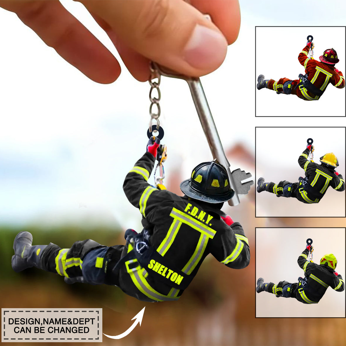 Personalized Firefighter Christmas-Two Sided Keychain