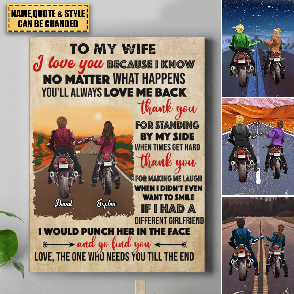 Custom Personalized Motorcycle Couple Canvas - Gift Idea For Couple