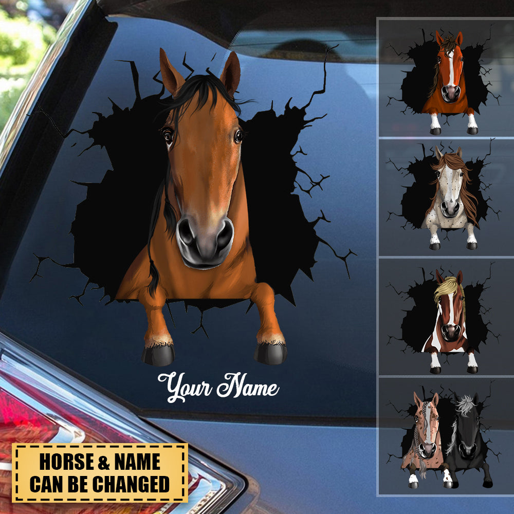 Personalized Peeking horse Decal Gift for horse lovers