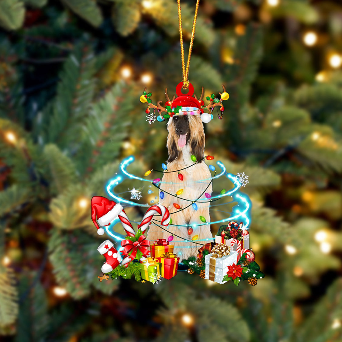 Afghan Hound-Christmas Candy&Gift-Two Sided Ornament