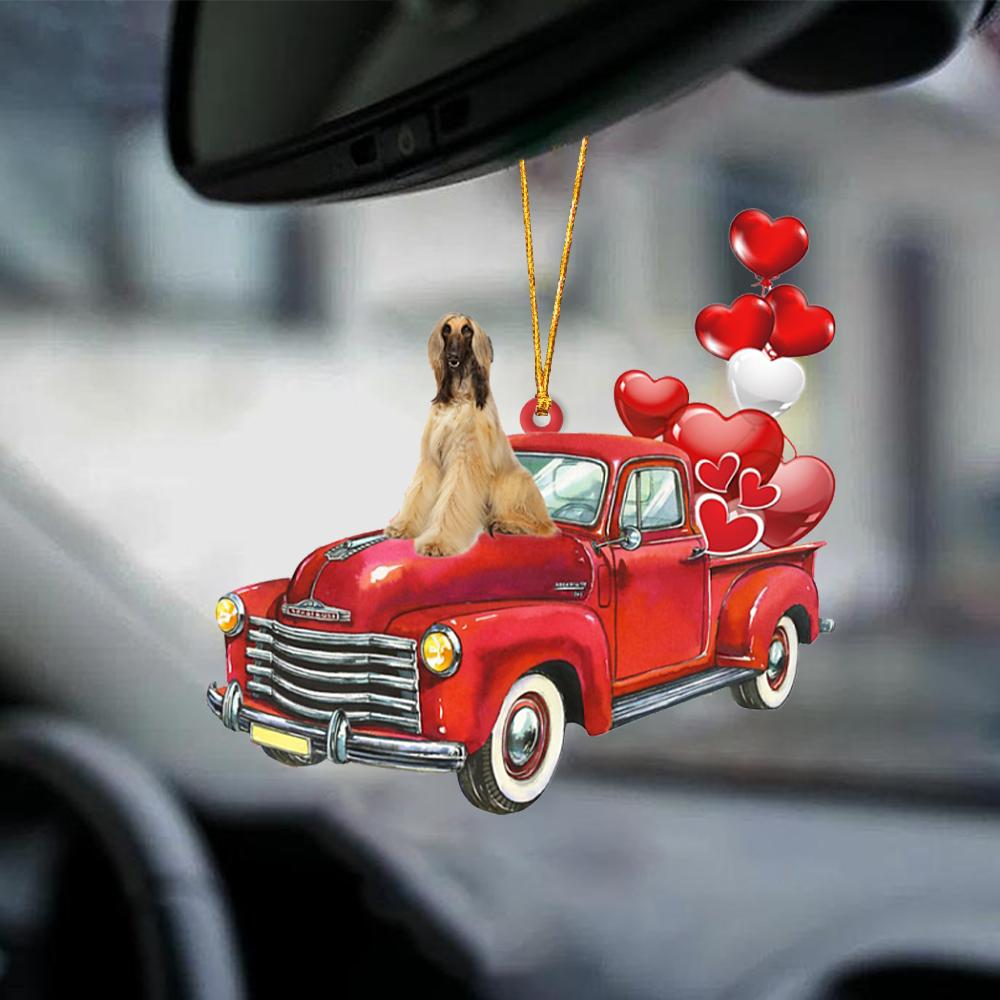 Afghan Hound-Red Sports car-Two Sided Ornament