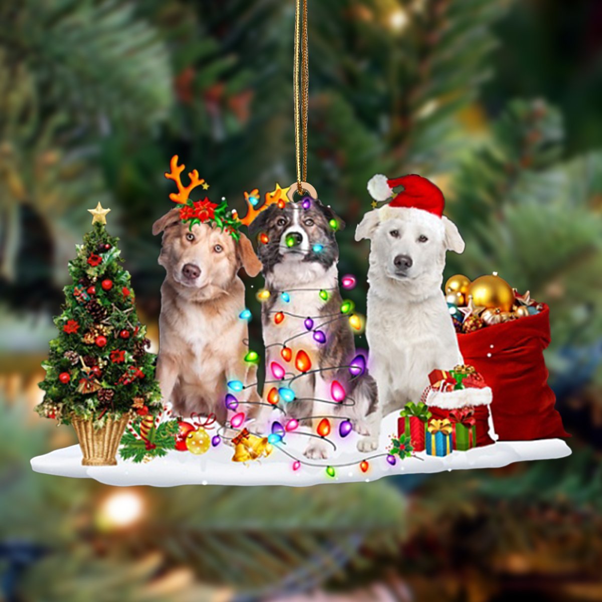 Aidi-Christmas Dog Friends Hanging Ornament