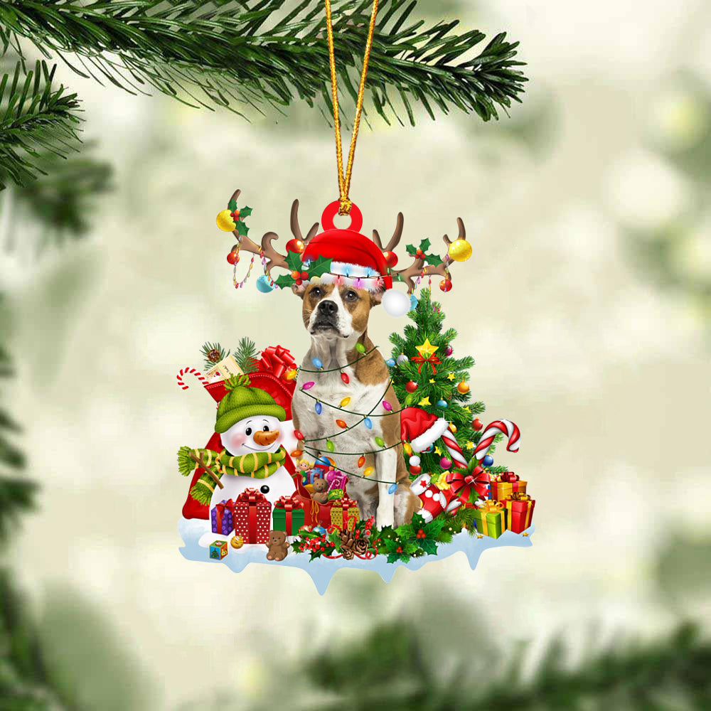 American Bulldog-Elk & Snowman-Two Sided Ornament