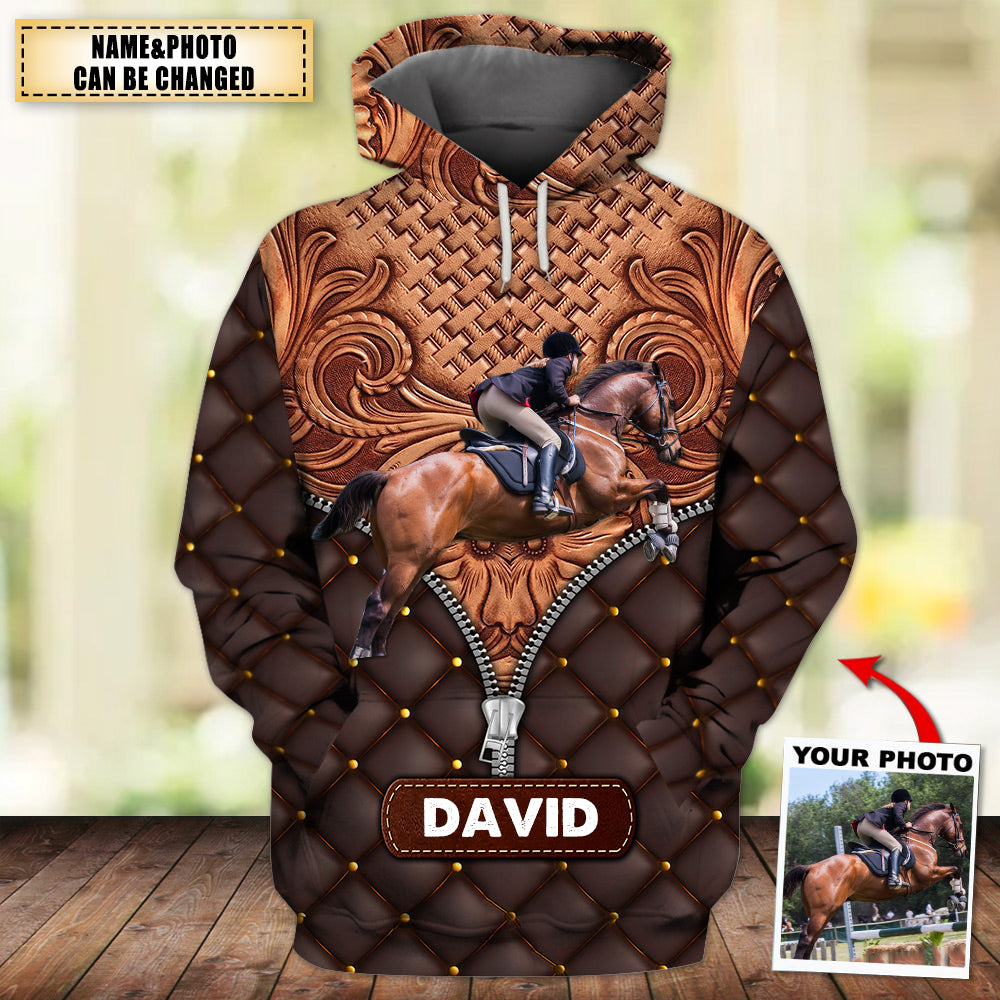 Love Horse Breeds Cattle Farm Leather Texture Personalized Hoodie