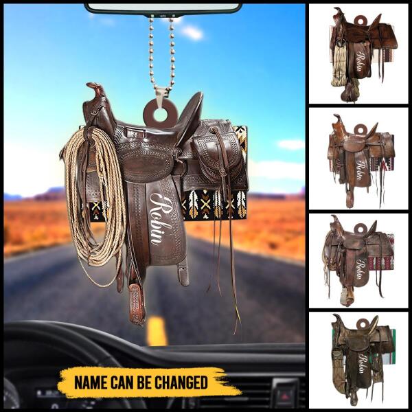 Horse Saddle - Personalized Flat Car Ornament 2