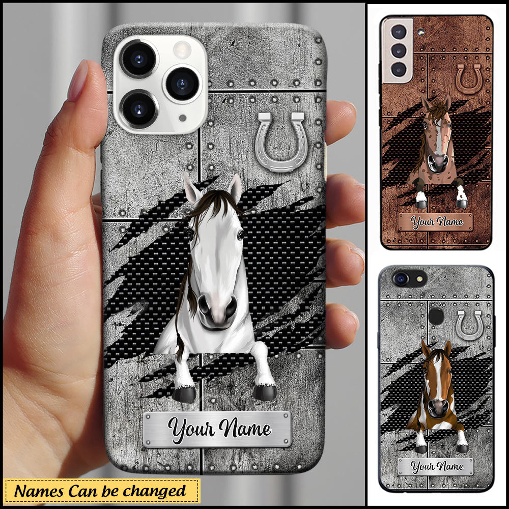 Personalized Crack Horse Metal Phone case Gift for Horse Lovers