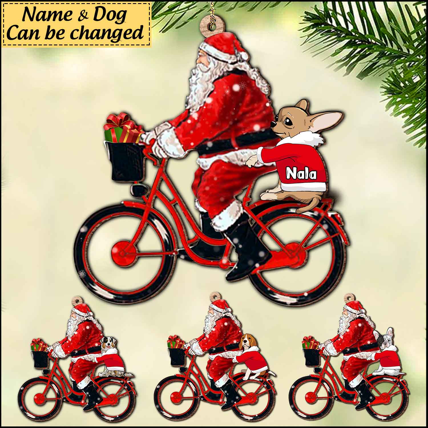 Personalized Gift For Dog Mom Dog Dad Santa Claus With Dog Ornament