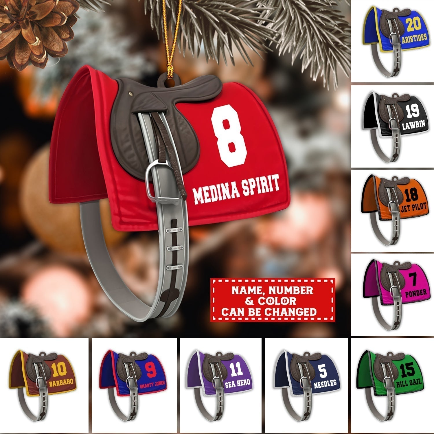 Personalized Horse Racing Saddle Shaped Ornament-Horse Racing Gifts