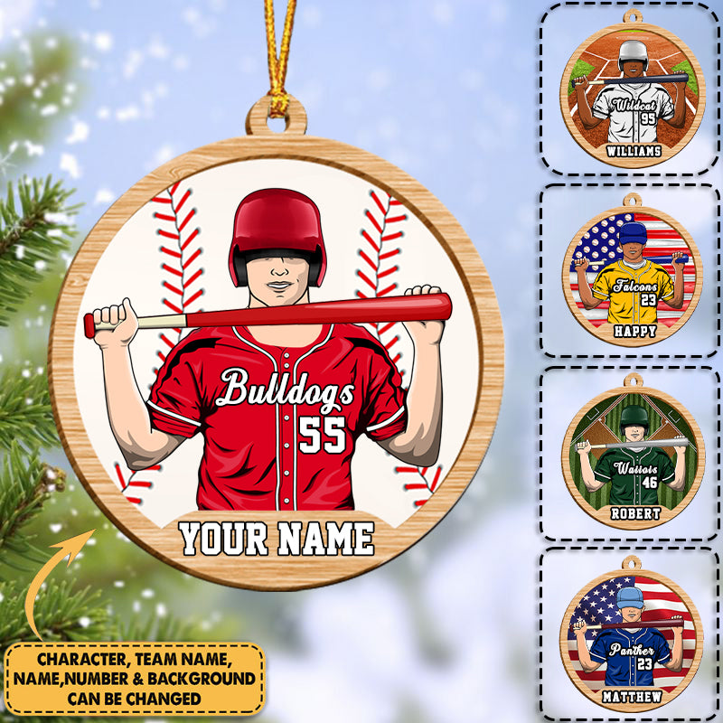 Personalized Baseball Wooden Christmas Ornament For Baseball Lovers